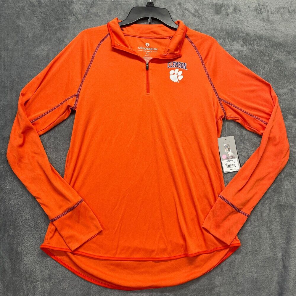 Colosseum Clemson Tigers Women's Orange Fitted Quarter-Zip Top Size XL